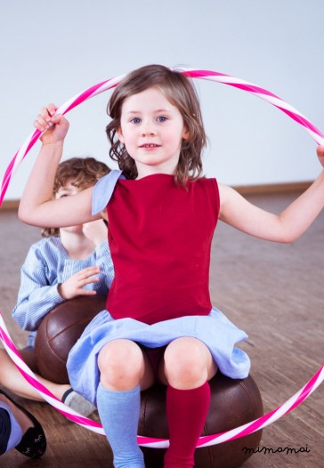 Ella dress in bordeaux and blue