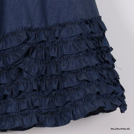 Frilly Layered Skirt denim blue