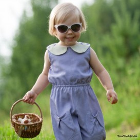 Linen overalls with Peter Pan collar