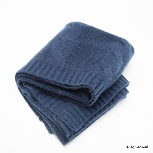 Cashmere Cable Blanket - Navy