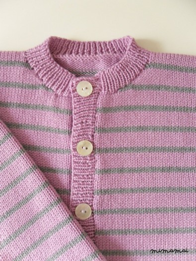 Childrens Knitted Cardigan/girls knitted cardigan/Wool knit jumper/Lilac & Grey stripe