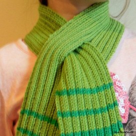 Childrens scarf, Merino wool, Green & Emerald