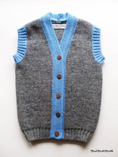 Baby/Children knitted lambswool waistcoat with oak buttons/gilet