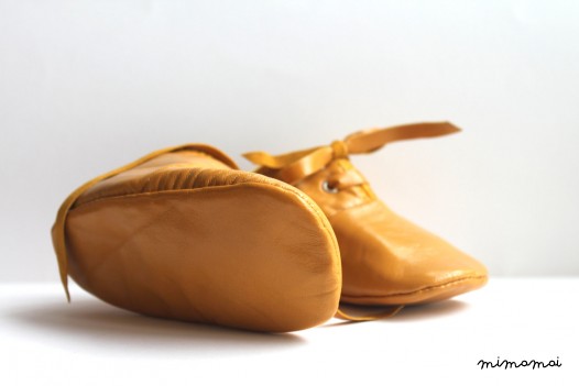 3 - 6 Months Slippers / Baby Shoes Lamb Leather mustard yellow