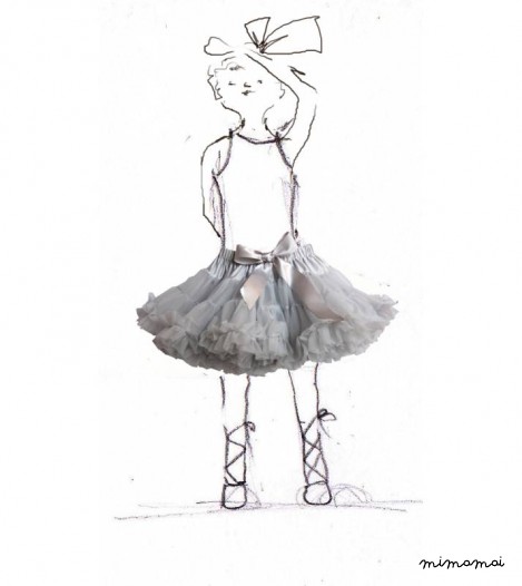 Girls Petticoat Tutu in Misty Grey