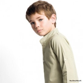 Khaki green stamped boy shirt