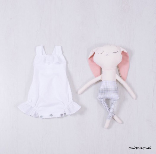 Baby girl romper set in white cotton , Baby Dress, Baby body