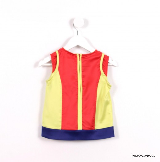 Sleeveless Contrast Top pink yellow blue