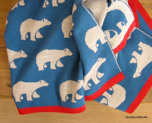 Baby Blanket Merino pura lana &middot; Blu Throw Blanket &middot; Orsi polari stampa