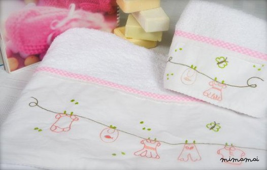 Set di 2 asciugamani bagnetto & mano, ricamato a mano, regalo di battesimo, battesimo