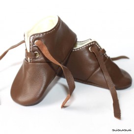 6-12 Months Slippers / Baby Shoes Soft Sole Lamb Leather Brown Marron OwO SHOES
