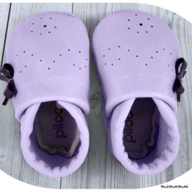 A mano morbida pelle suola scarpa pantofole - viola, viola-bambino con arco