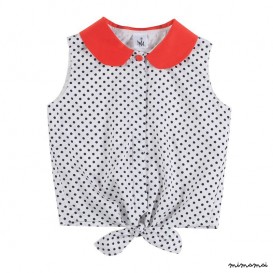 Tie-Front Top black dots