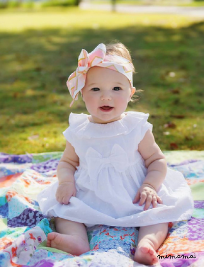 Cotton Fabric Bow Headwrap with Flowers