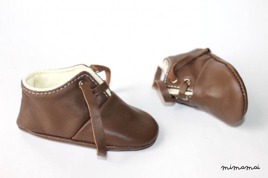 3-6 Months Slippers / Baby Shoes Lamb Leather OwO Shoes Brown