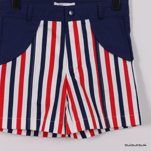 Flappy Shorts red and blue stripes