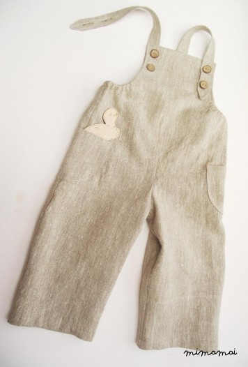 Natural linen young gardeners overalls