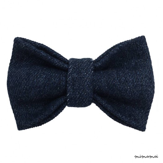 Child denim withe white stars bow tie, cotton