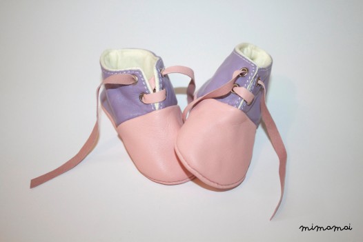 6-12 Months Slippers / Baby Shoes Lamb Leather pink Purple Pastel Colors