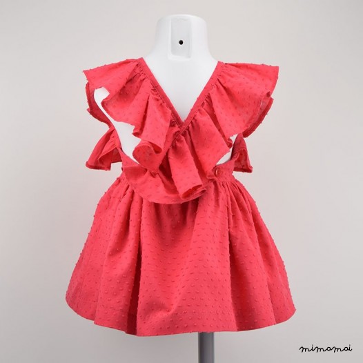 Girl's Red Dress, Children's Clothing, Framboise pink Dress, Kids Dress