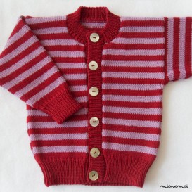 Baby Knitted Cardigan - Lilac & Red