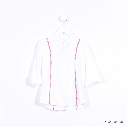 Slip-on Shirt with Embroidery white