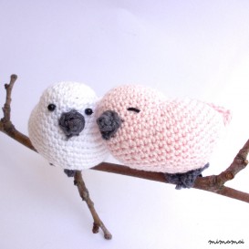 Crochet love birds decoration, crochet doves decor, bird lover gift