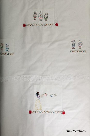 Snow White cradle Baby blanket, hand embroidered,handmade, carrycot or stroller