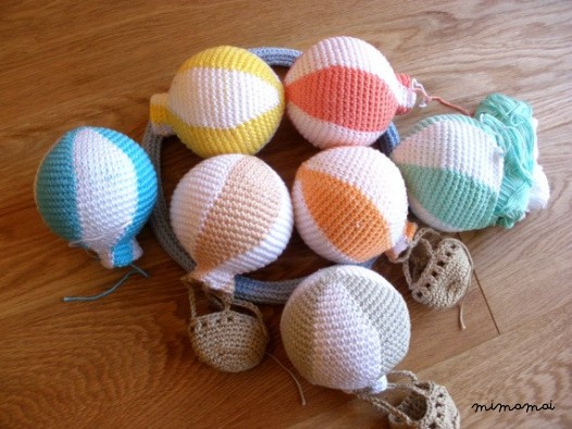 Custom baby mobile, personalized hot air balloon mobile