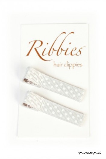 Pair of Small Dots on Grey Hairclips