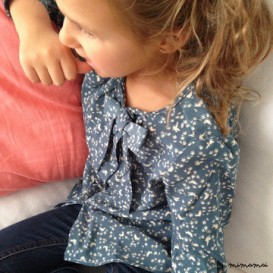 Girls Blouse,Girl's printed green and beige blouse with birds