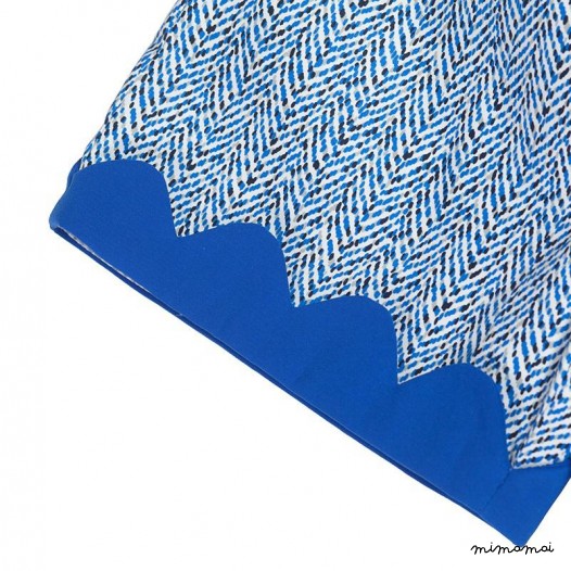 Scallop Hem Shorts blue chevron