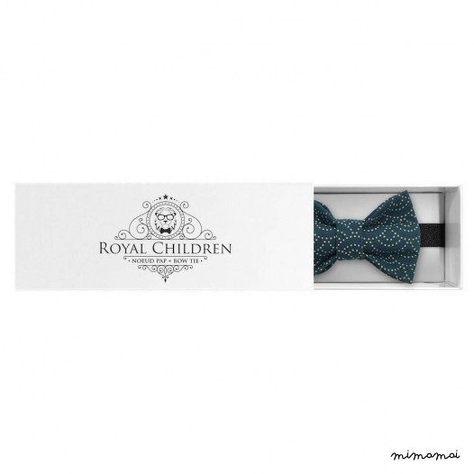 Child dark-green with beige dotted bow tie, cotton
