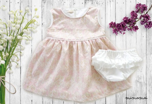Baby Pastel Pink Dress and ruffles diaper cover,