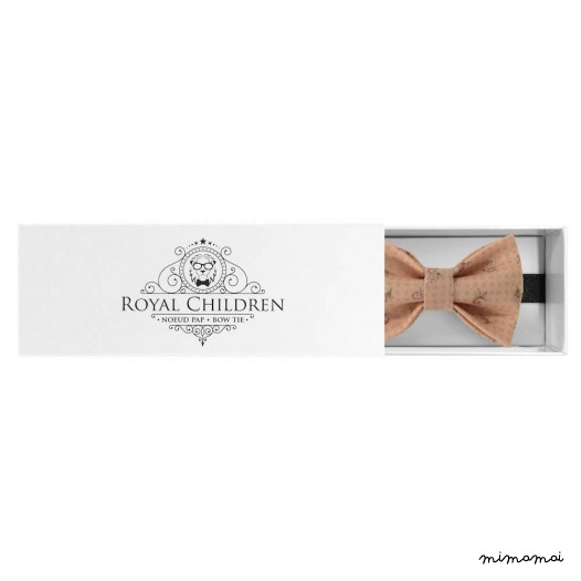Child salmon-coloured with faded flowers bow tie, cotton