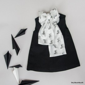 Black woolen Zebra ribbon dress