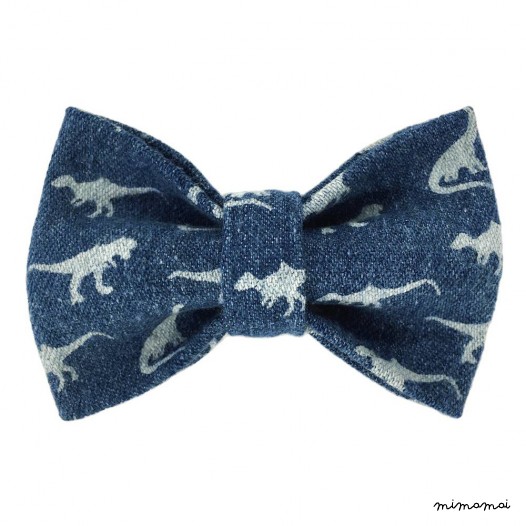 Child denim with dinosaur pattern bow tie, cotton