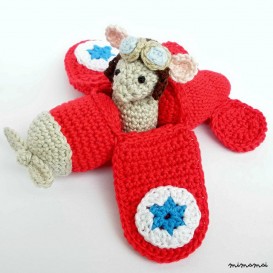 Red stuffed airplane toy