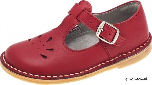 Traditional t-bar shoes cherry red