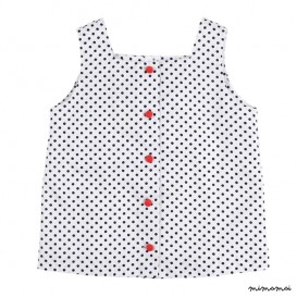 Square Neck Top black mini dots