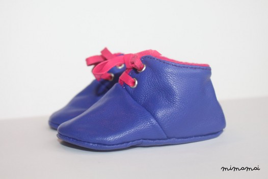 6 - 12 Months Slippers / Baby Shoes Lamb Leather Pink Purple
