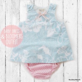 Pastel Blue Floral dress and bloomers for little girls