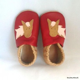 A mano morbida pelle suola scarpe, Pantofole - cavallo, pony
