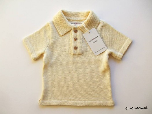 Babies/Children's knitted Merino wool Poloshirt/Sweater shirt with handmade oak buttons