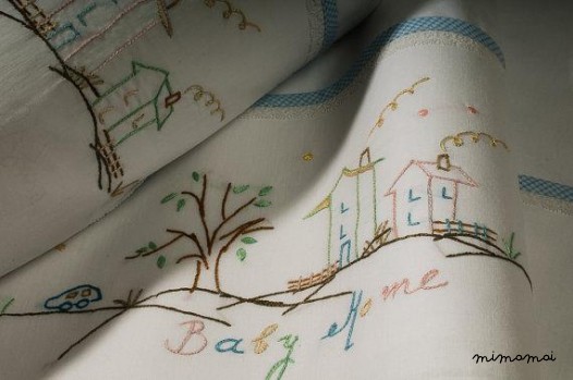baby linen sheet pillowcase hand embroidered lace cradle stroller nursery baby home