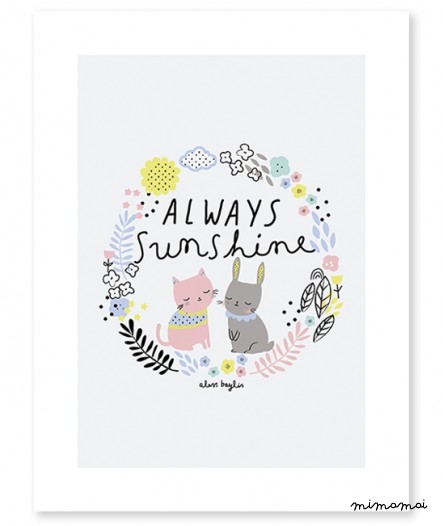 Affiche chats et fleurs
