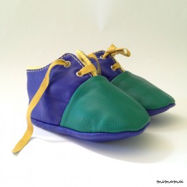 12-18 Months Slippers / Baby Shoes Lamb Leather green blue mustard yellow