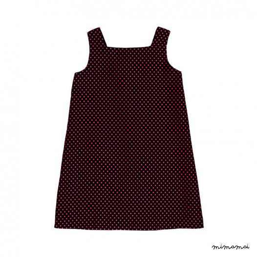 Square-Neck Button Down Dress- dots