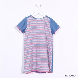 Boxy T-Dress pink stripes