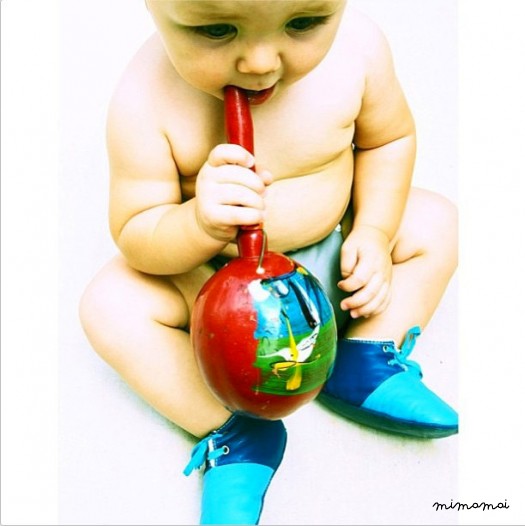 12 - 18 Months Slippers / Baby Shoes Lamb Leather Blue